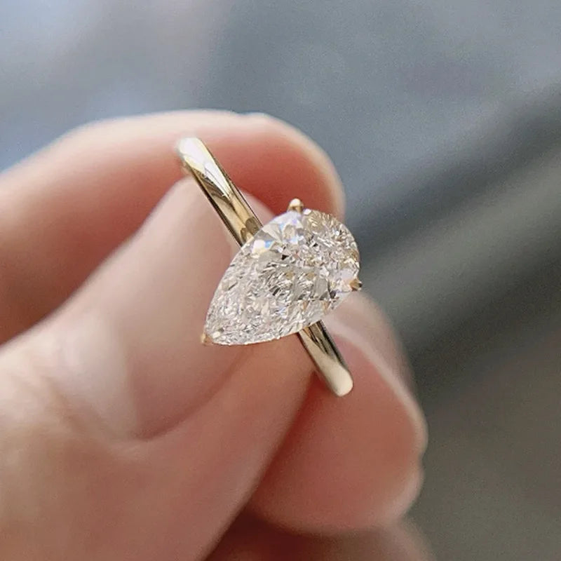 TFGLBU Teardrop Moissanite Rings Oval Cut 1/2/3/4CT Real S925 Sterling Silver Jewelry For Wedding Engagement Ring With Certified