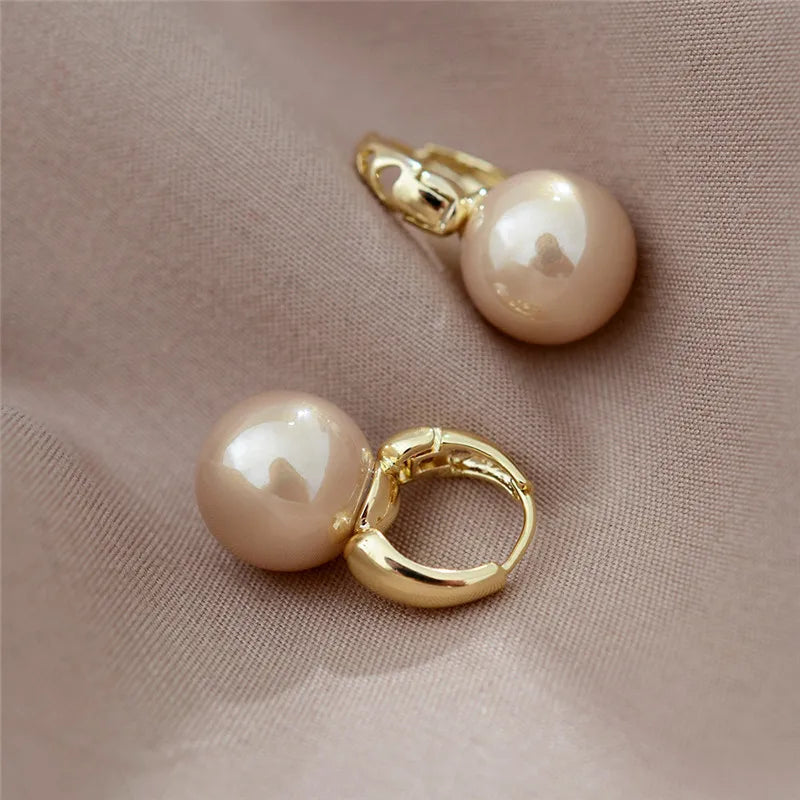 EVISPOL Luxury Pearl Huggie Hoop Earrings for Women Trendy Gold Color Cartilage Tragus Helix Hoop Piercing Jewelry Gift