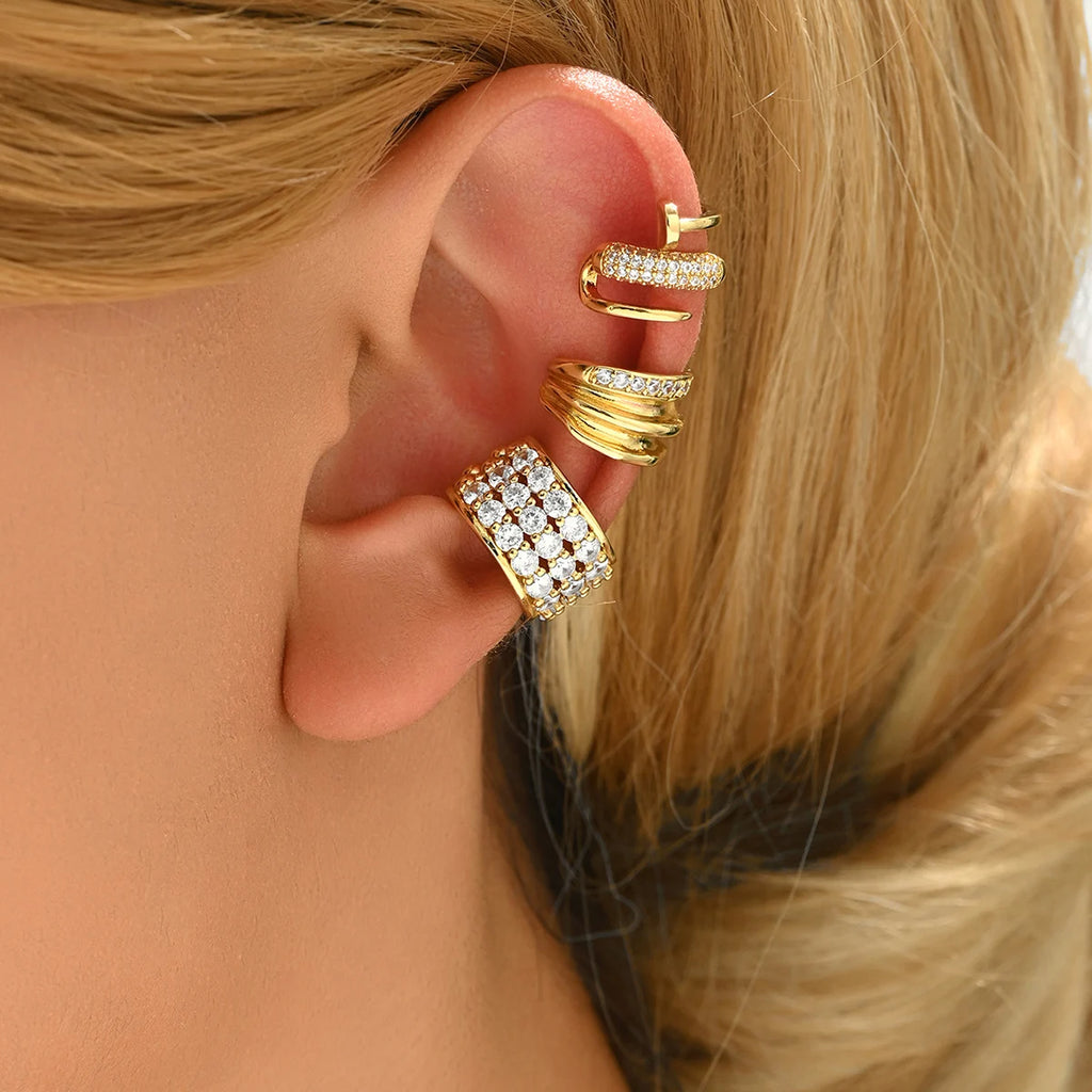 ZHONGVI Punk Irregular Geometric Ear Cuff Earrings for Women Non-Piercing Metal Ear Clip Earring Fake Cartilage Fashion Jewelry