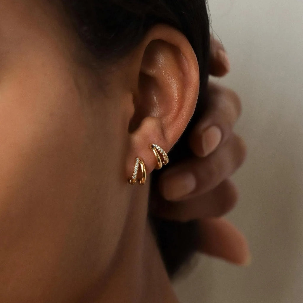 Gold Hoop Earrings for Women,14K Gold Plated Diamond Huggie Hoop Earrings for Women Wedding Gift For Woman Christmas Gift