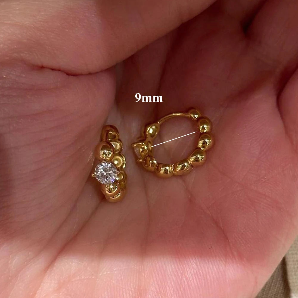 EWYA Dainty 0.3CT Round Cut D Color Moissanite Huggie Hoop Earrings for Women S925 Silver Minimalist Buckle Ear Fine Jewelry