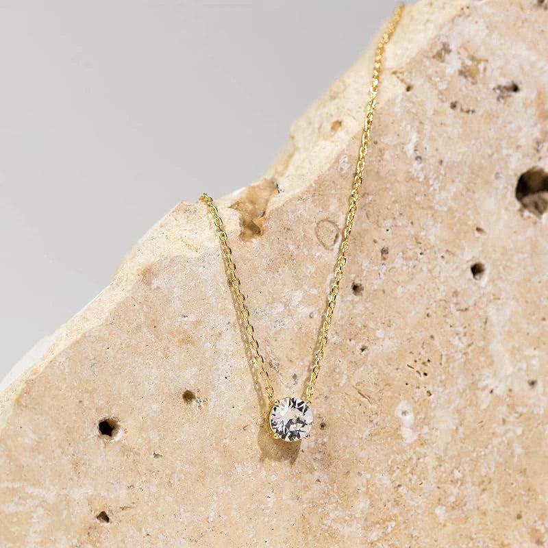 OXTAO Certified Moissanite Solitaire Necklace Necklace 5mm/4mm D Color VVS1 for Women 14K Gold Filled Four-claw Necklace Jewelry