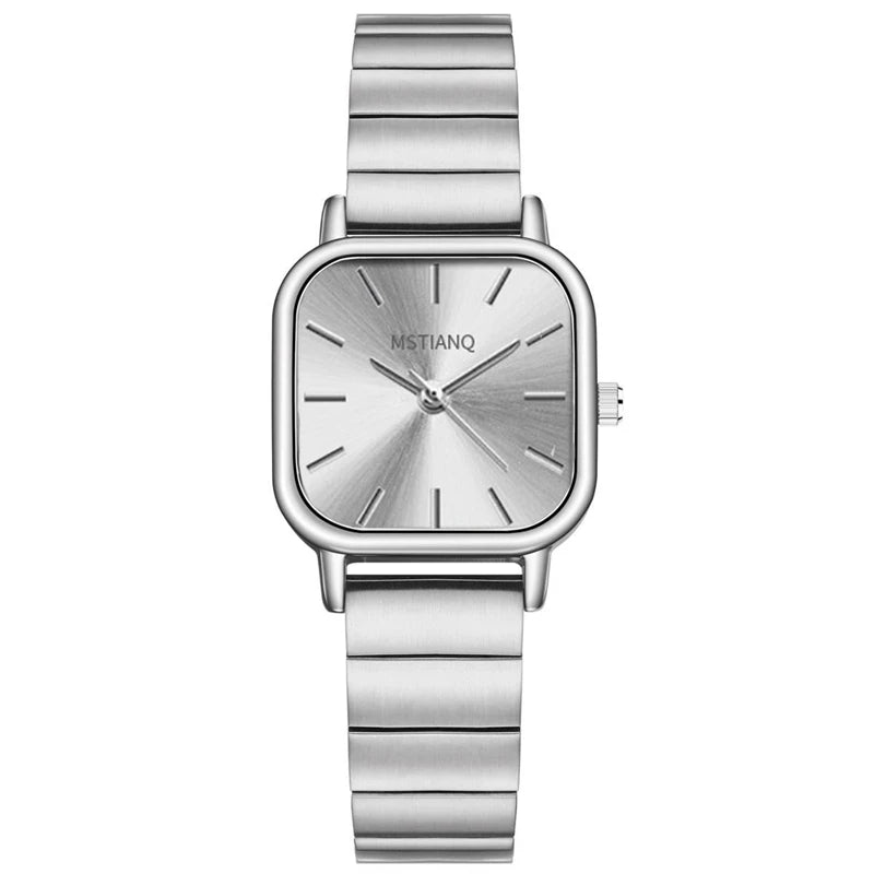 Stainless Steel Watch Women's Ins Style Simple Student Quartz Watch Casual Fashion Versatile Luxury Small Square Wristwatch