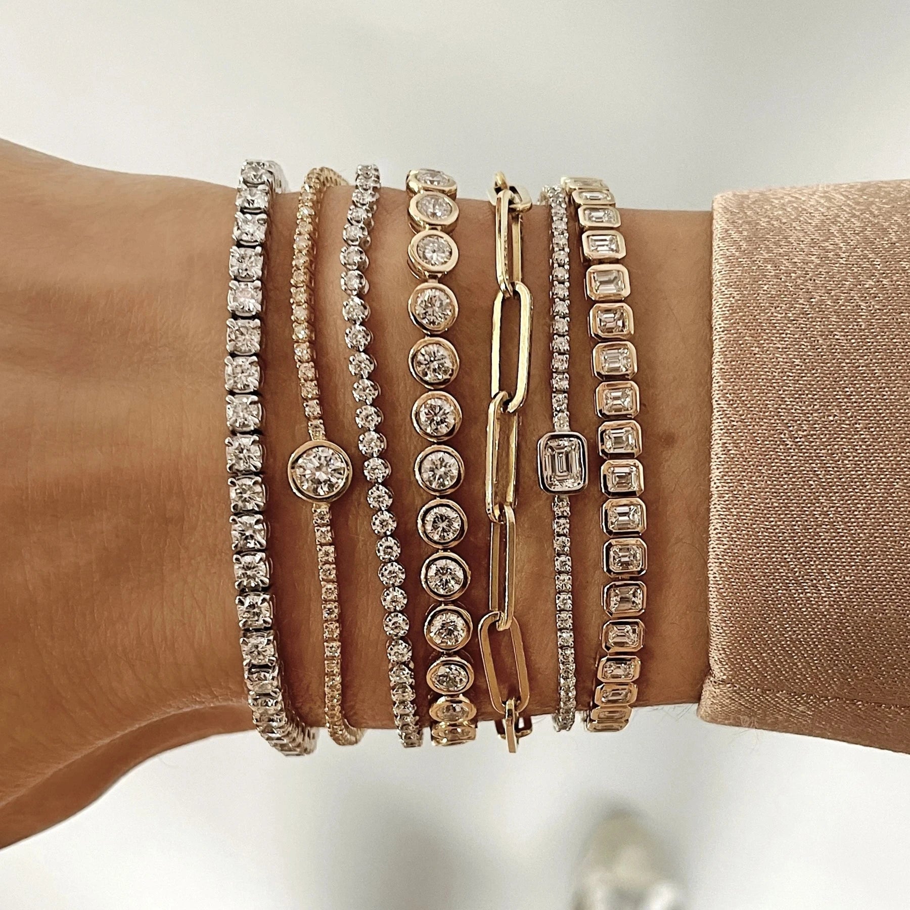 5A Cubic Zirconia CZ Tennis Bracelet 17CM 19CM Bezel Setting Simple Classic Women Girl Chain Jewelry