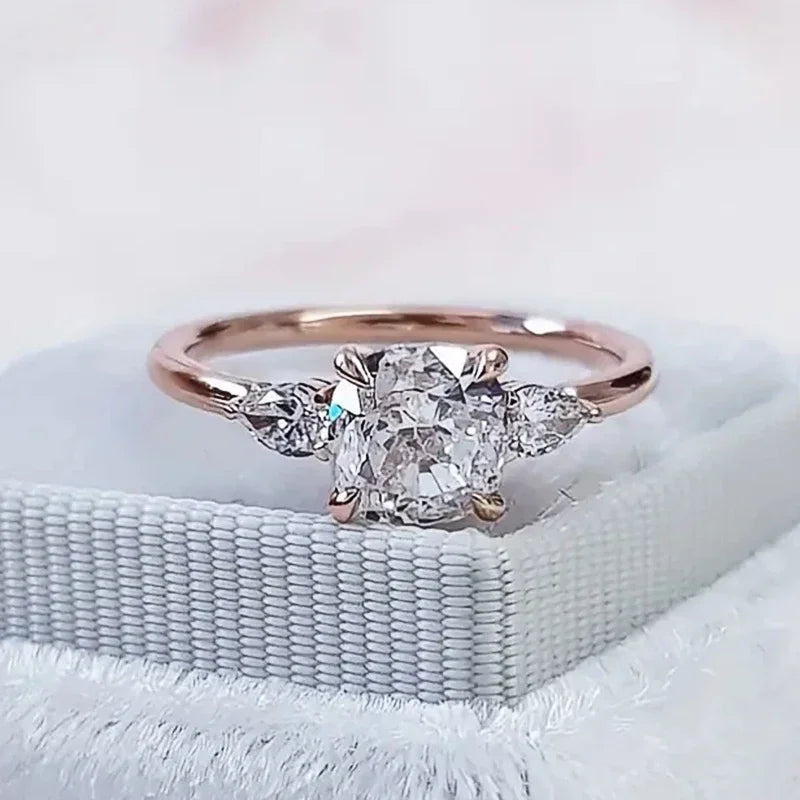 CAOSHI Stylish Luxury Bright Zirconia Rings for Women Fashion 3 Colors Available Finger Jewelry Lady Engagement Accessories Gift