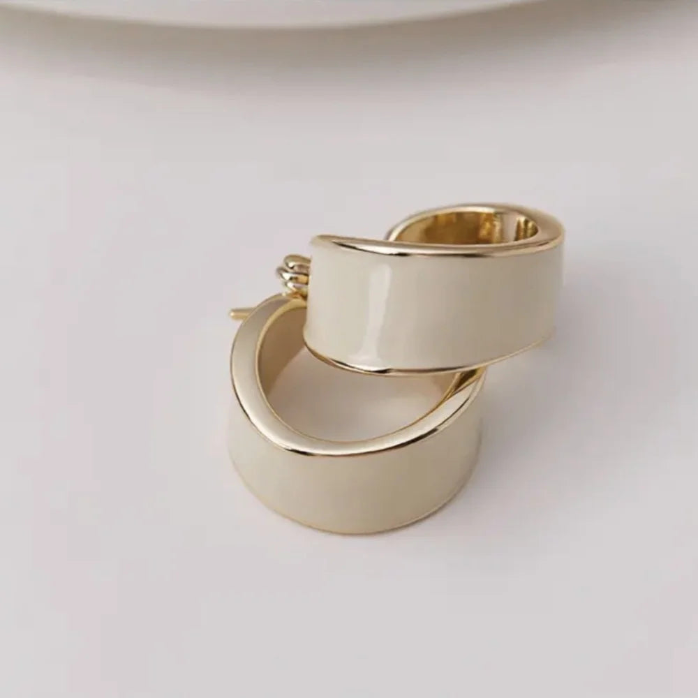 Simple and fashionable jewelry 18K gold-plated metal drop glaze exaggerated earrings modern women's daily accessories jewelry