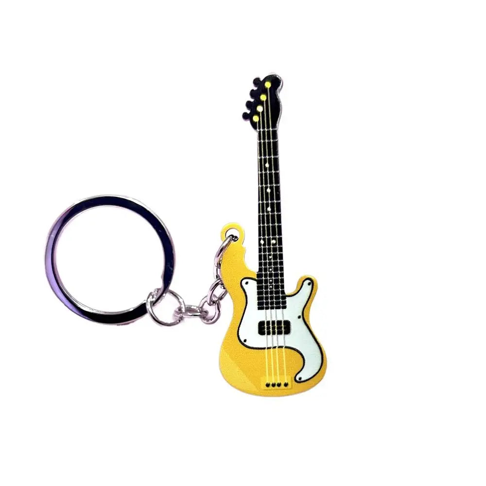 Key Chain Hip Hop Guitar Key Chain Cool Metal Guitar Keyring Creative Colorful Musical Instrument Keychain Man Women