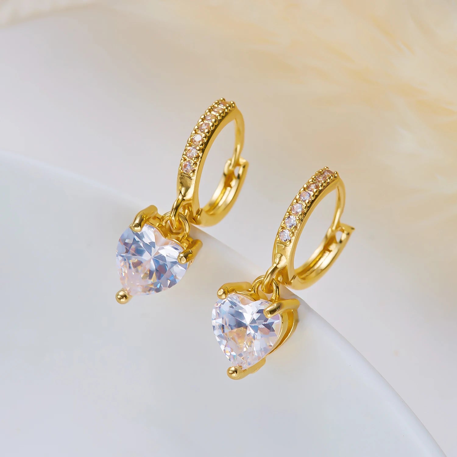 Dainty Minimalist Round Cubic Zirconia Drop Earrings For Women Gold Color Exquisite Huggie Hoop Earring Party Wedding Jewelry