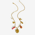 Peri'sbox Boho 18K Gold Plated Freshwater Pearl Red Enamel Pepper Shell Heart Pendant Necklace Women Beach Party Gift Waterproof