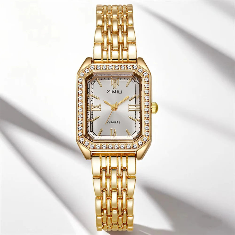 Top Brand Watch Women Business Simple Diamond Gold Watches Casual Female Student Fashion Quartz Clock Wristwatches