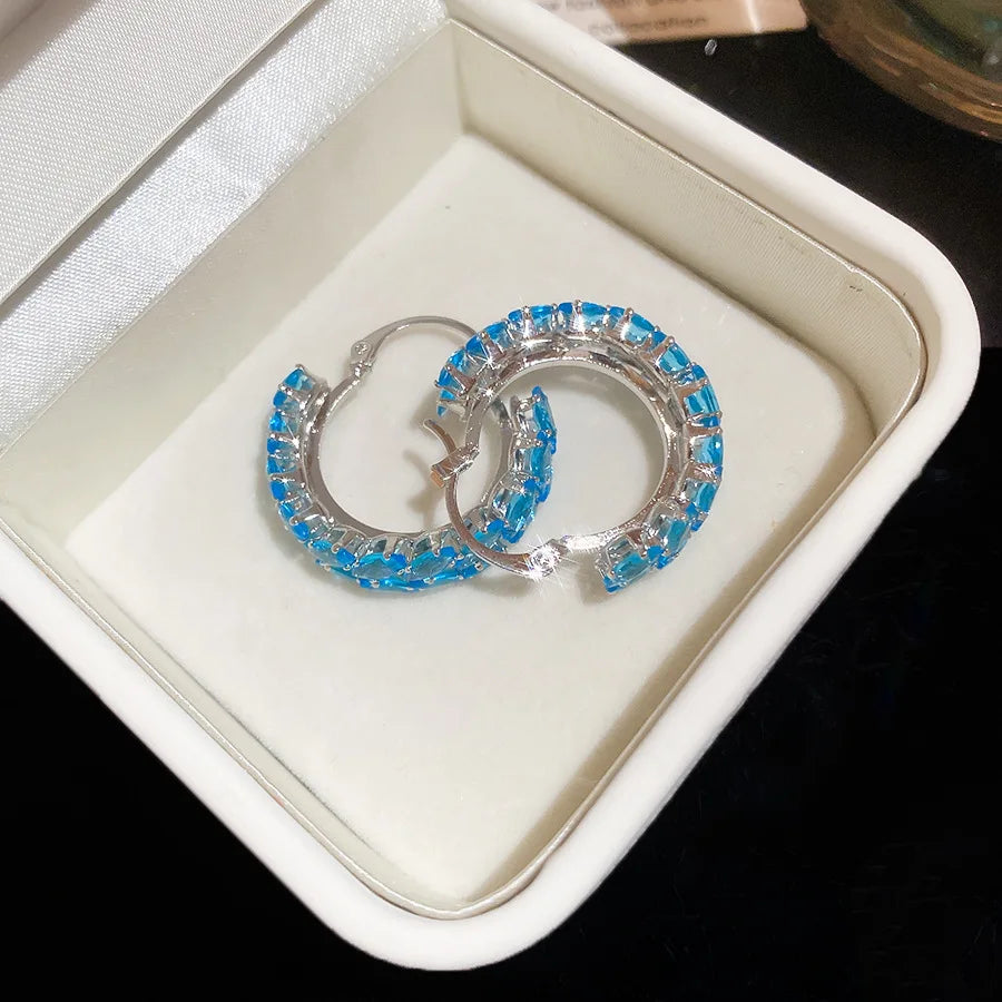 Multicolor Shiny Zircon Huggie Hoop Earrings for Women Girls Wheat Leaf Hoop Earrings Versatile Fashion Jewelry Daily Party Gift