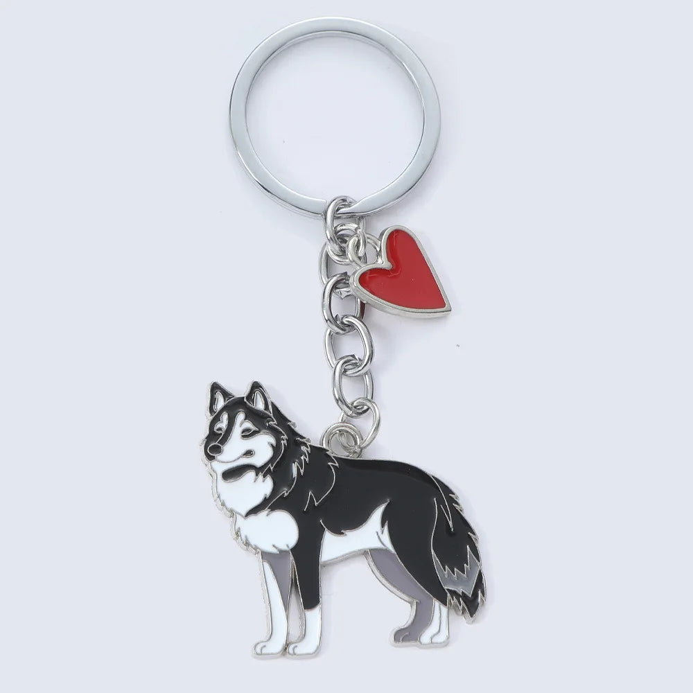 Cute Animal Keychains Lovely Husky Teddy Golden Retriever Dog Keyring Car Decor Hanging Pendant  for Pet Dog Lovers Gifts