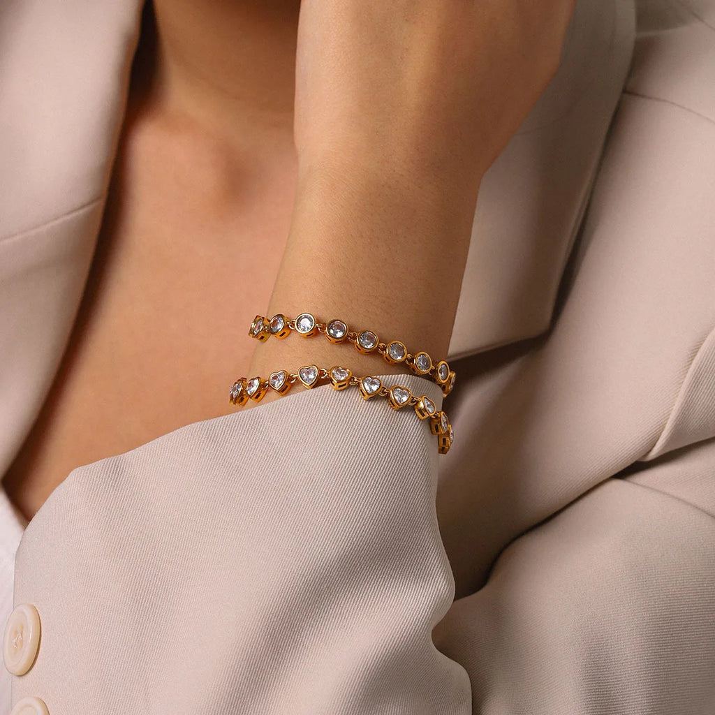 Ars Dainty Tennis Bracelet 18k Gold Plated Chain Bracelets Stainless Steel Bracelet Multi Zircon Bracelets Jewelry Gift for Her