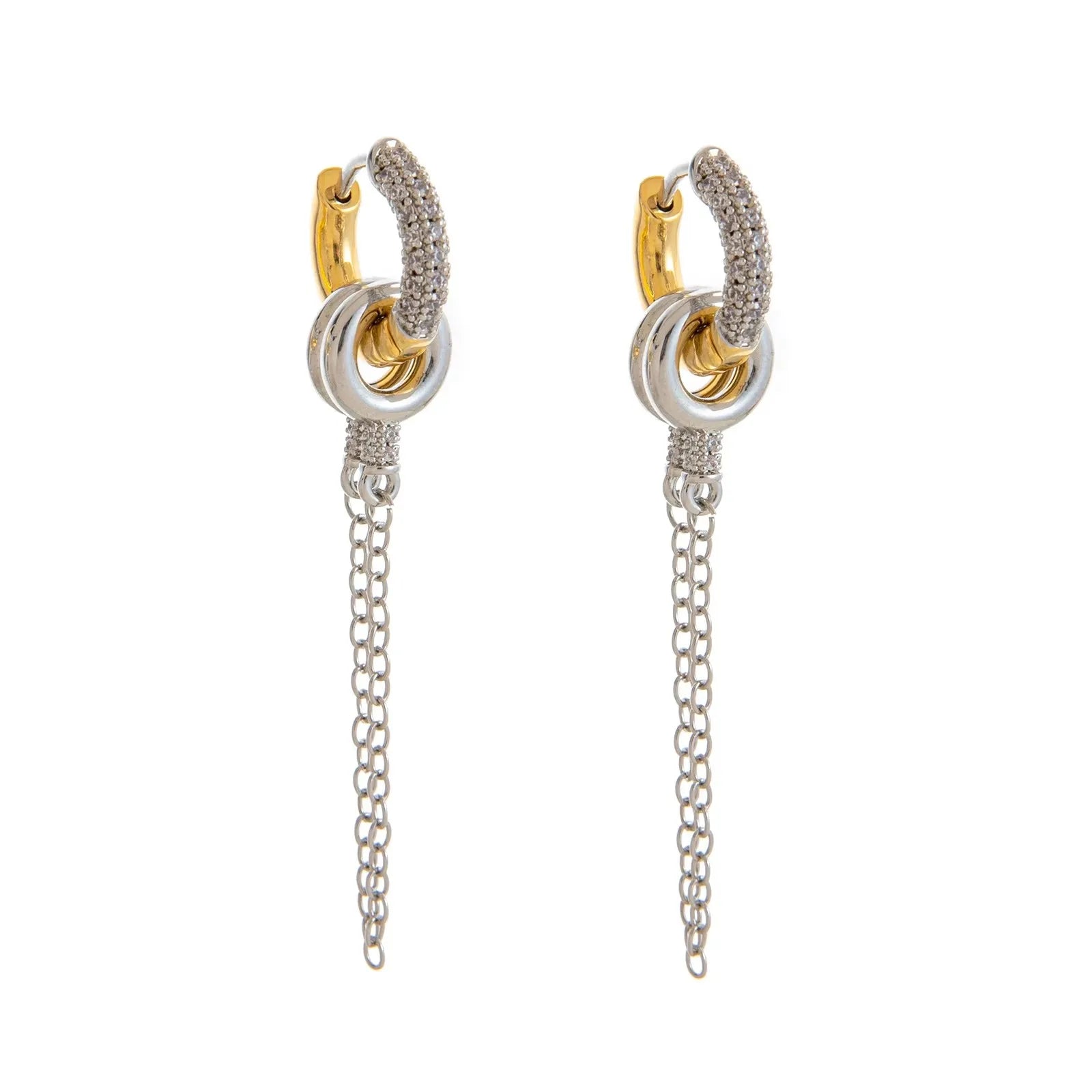 Stainless Steel Mix Color PVD Round Tube O-Shaped Hoop Earrings for Women Vintage Zircon Huggie Ear Ring Waterproof Jewelry Gift