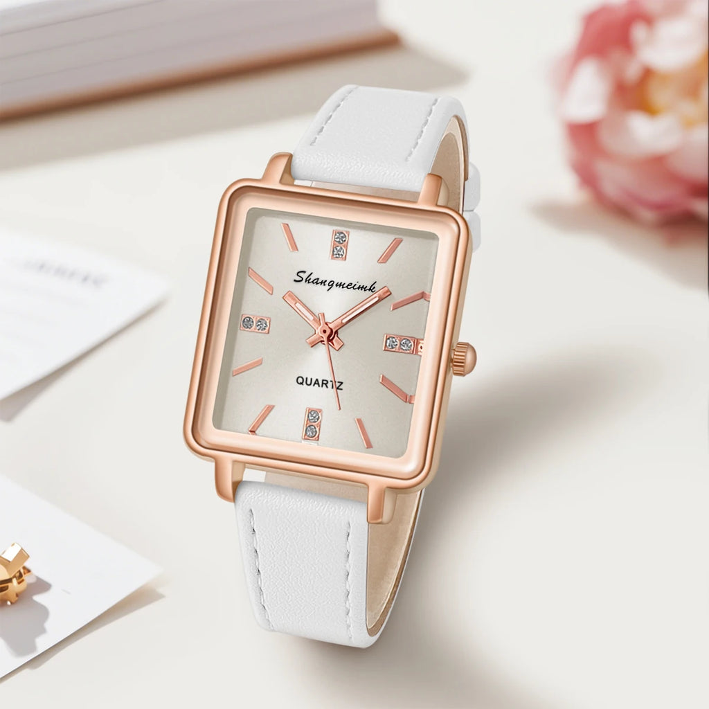Fashionable Luxury Elegant Minimalist Women's PU Leather Quartz Wrist watch Student Business Gift