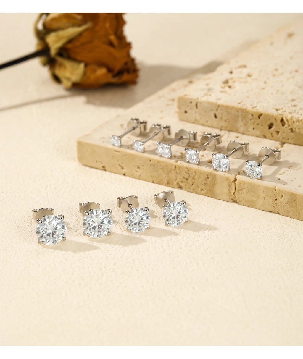 MODIAN 5 Sizes D Color Moissanite Earrings 925 Sterling Silver Sparkling Luxury Stud Earrings For Women Wedding Fine Jewelry