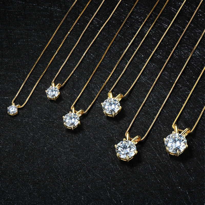 Lnngy Certified 0.5ct–5ct Moissanite Necklace Sparkling Solitaire Lab-Grown Diamond Pendant Necklaces for Women Daily Jewelry