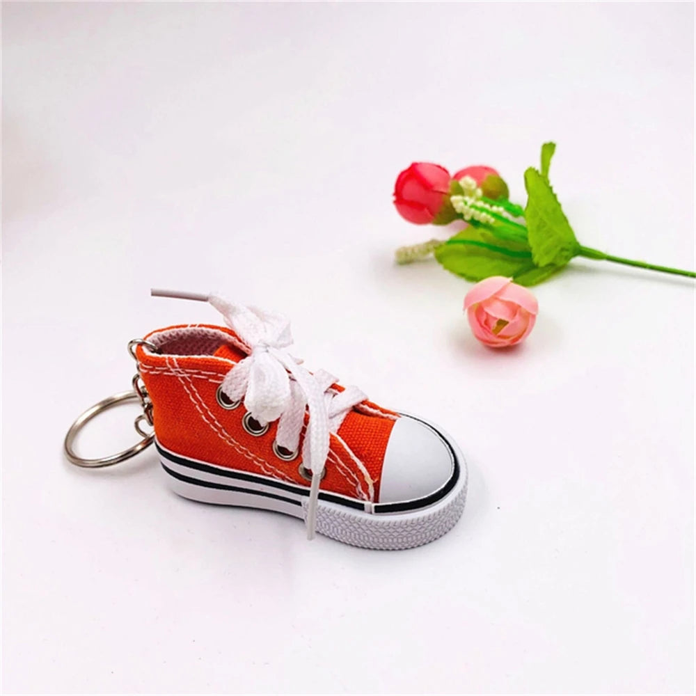 Mini High-top Canvas Shoes Keychains Women Creative Bag Hanging Sneaker Key Ring Car Key Holder Students Fun Gifts Accessories
