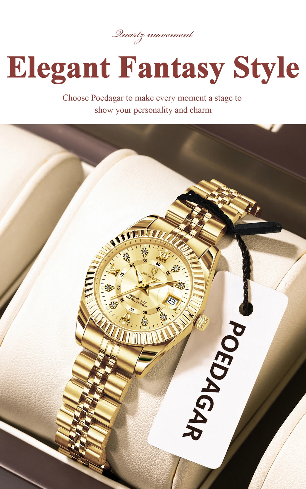 POEDAGAR Fashion Women's Wristwatch Waterproof Luminous Date Elegant Ladies Watches Stainless Steel Quartz Watch For Women Reloj