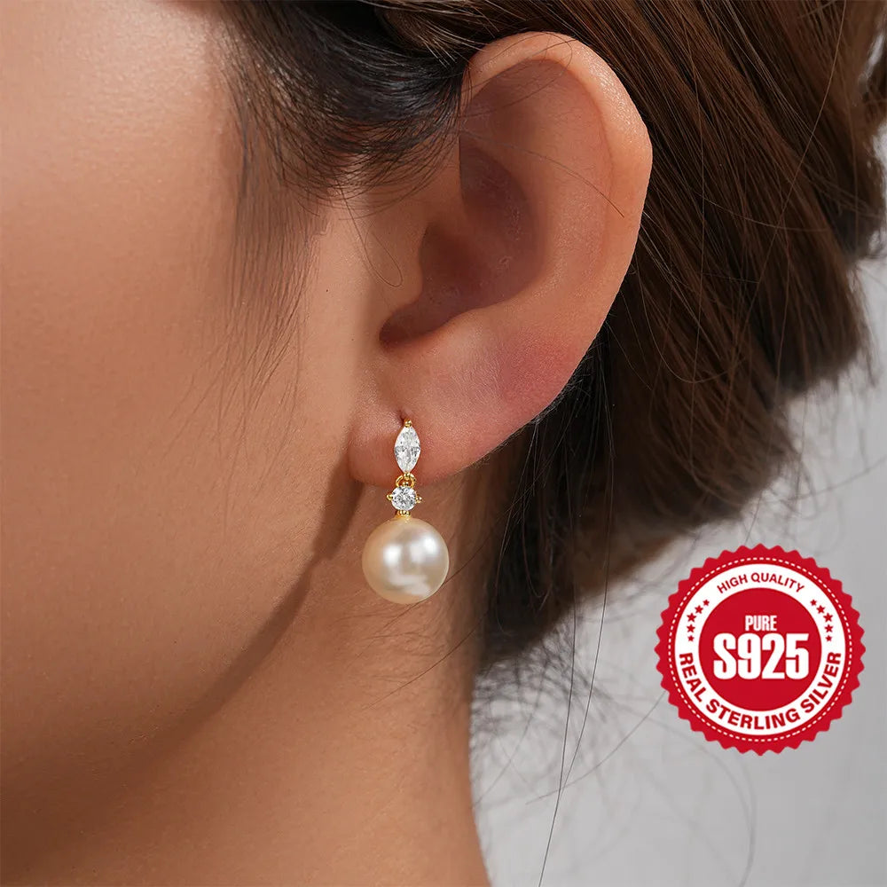 AIDE 925 Sterling Silver Vintage Baroque Pearl Circle Ear Buckles Piercing Huggie Earring For Women Jewelry Brinco Bijou Joyero