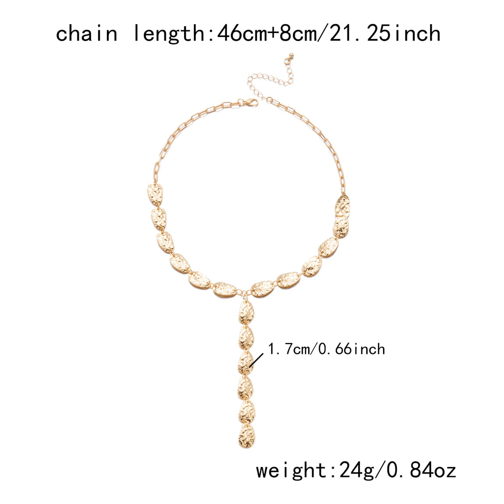 Dainty Irregular Sequin Y-shaped Long Necklace for Women Unique Gold Color Sweater Chain Wedding Banquet Party Body Jewelry Gift