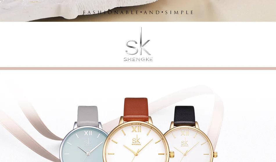 SHENGKE New Fashion Women Watches Top Brand Elegant Woman's Quartz Wristwatches Luxury Golden Clock for Lady Relogio Feminino