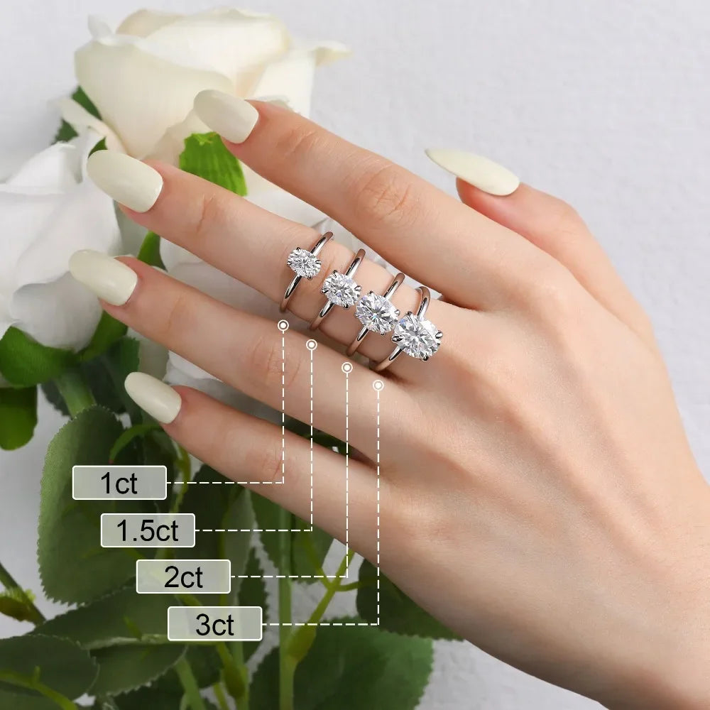 M-JAJA 1-3ct Moissanite Engagement Ring for Women Oval Cut D VVSI Diamond Wedding Band Bridal Sets S925 Silver Solitaire Ring