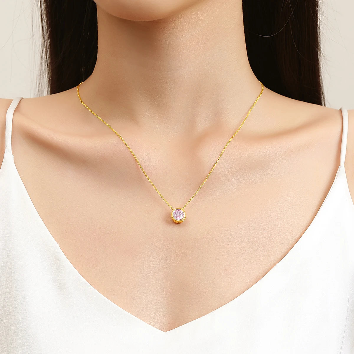 Real 18k Gold Necklace GRA Pink Moissanite Diamond Pendant 0.5ct/1ct Pure AU750 Fine Jewelry Wedding Anniversary Gift for Women