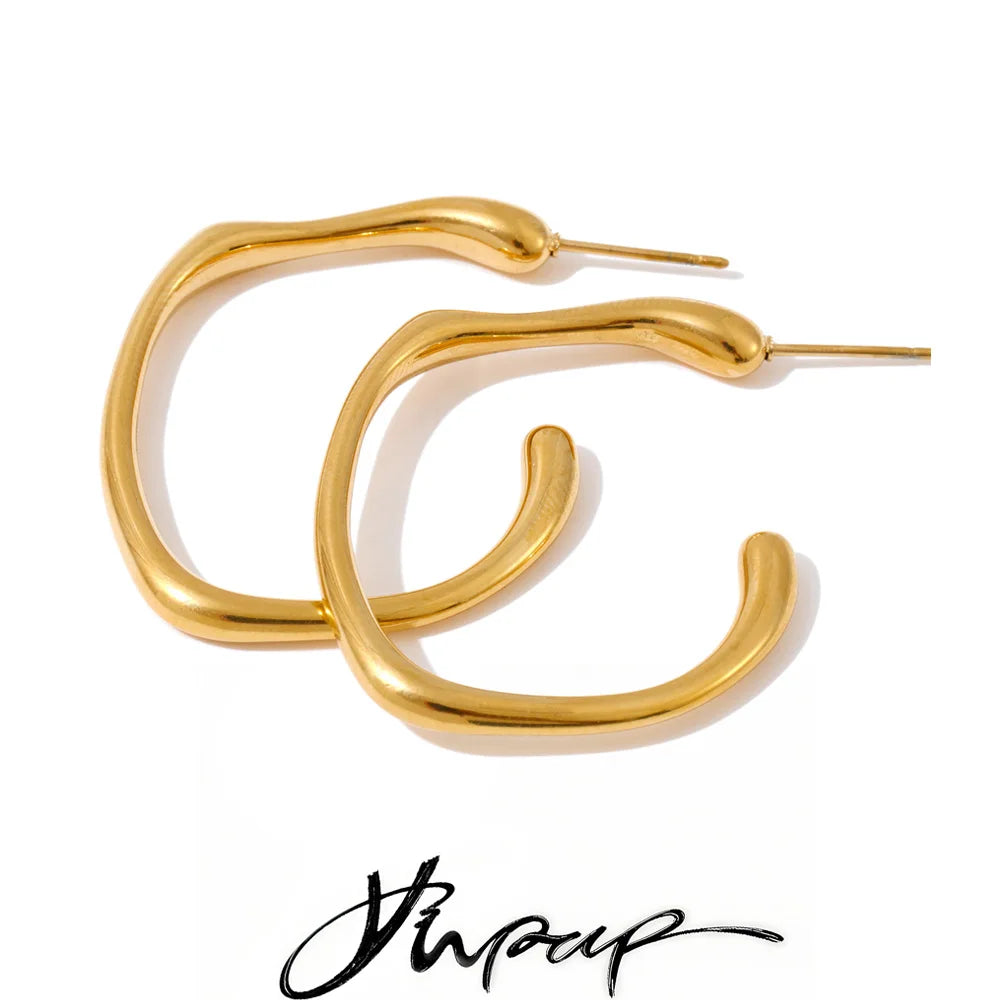 Yhpup Waterproof Minimalist Stainless Steel C-Shape Huggie Earrings for All Occasions Metal Versatile Daily Jewelry Wholesale