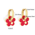 LUXUSTEEL Heart Pendant Huggie Earrings For Women Golden Plated Stainless Steel Hoops With Charm Drop Earrings Korea Jewelry