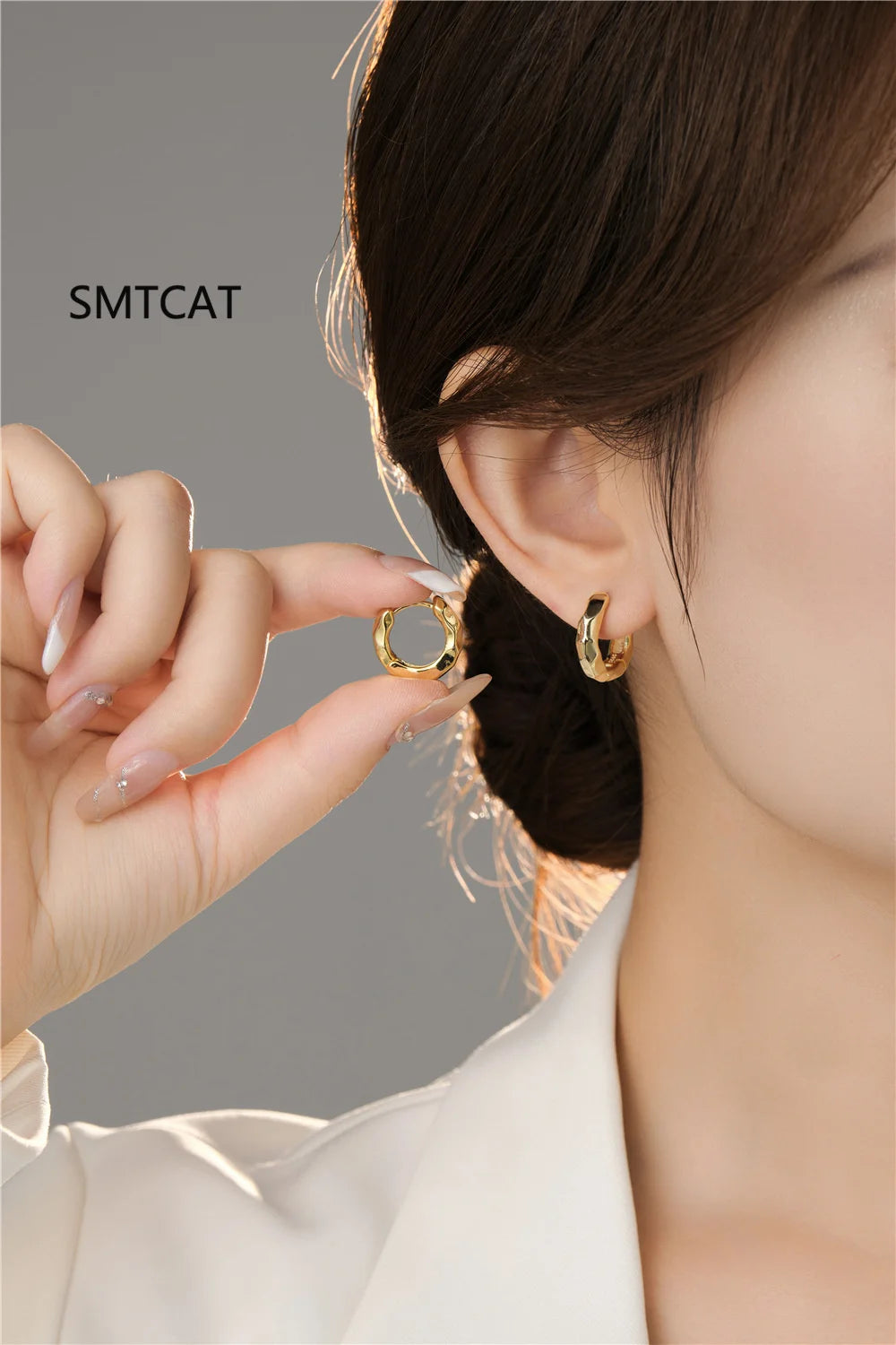 925 Sterling Silver Irregular Geometric Faceted Huggies Ear Buckles for Women Fashion Charms Hoop Earrings Party Jewelry Creole