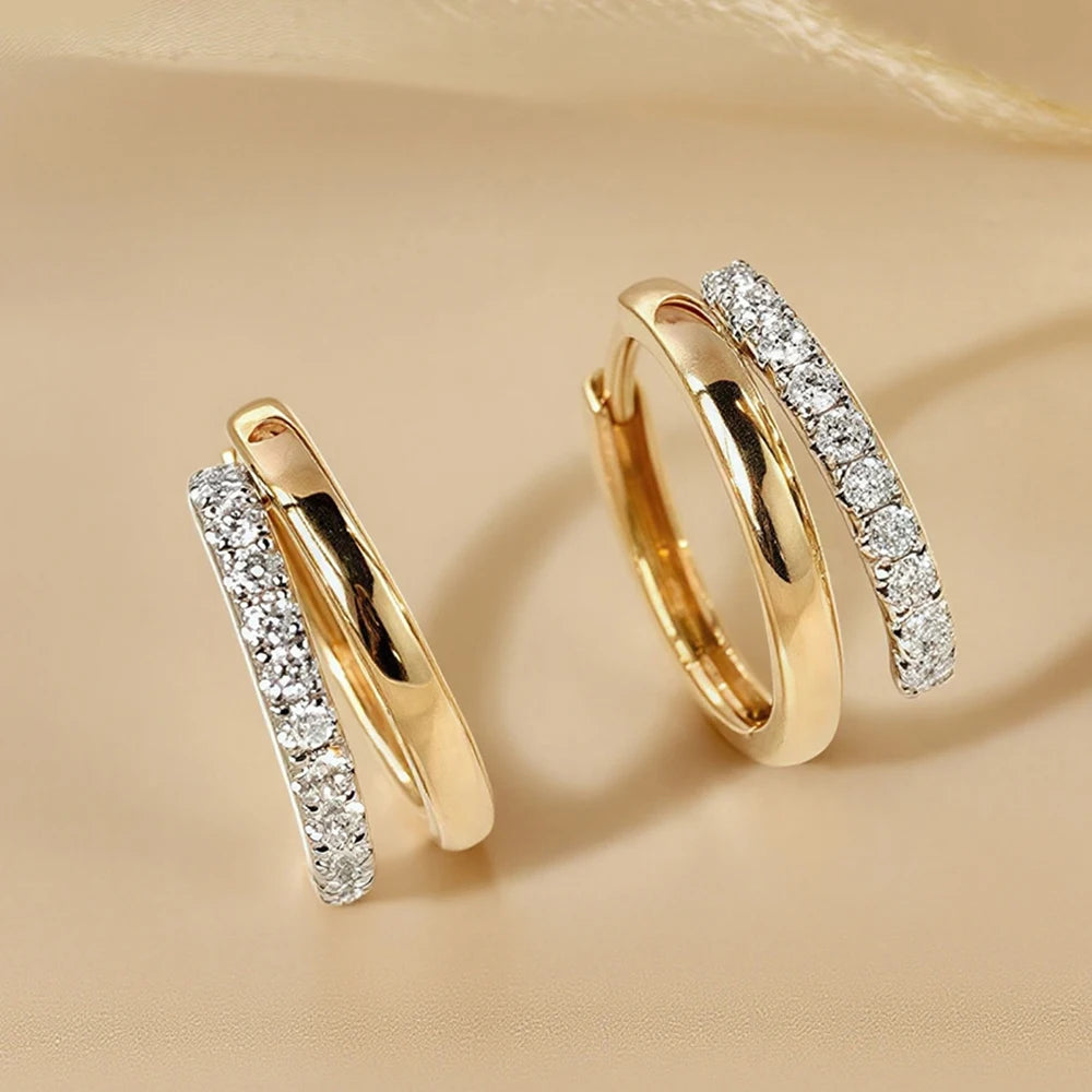 Sweetrain Moissanite Hoop Earrings S925 Sterling Silver 18K Gold Plated Double Circle Huggie Earrings Hypoallergenic For Women