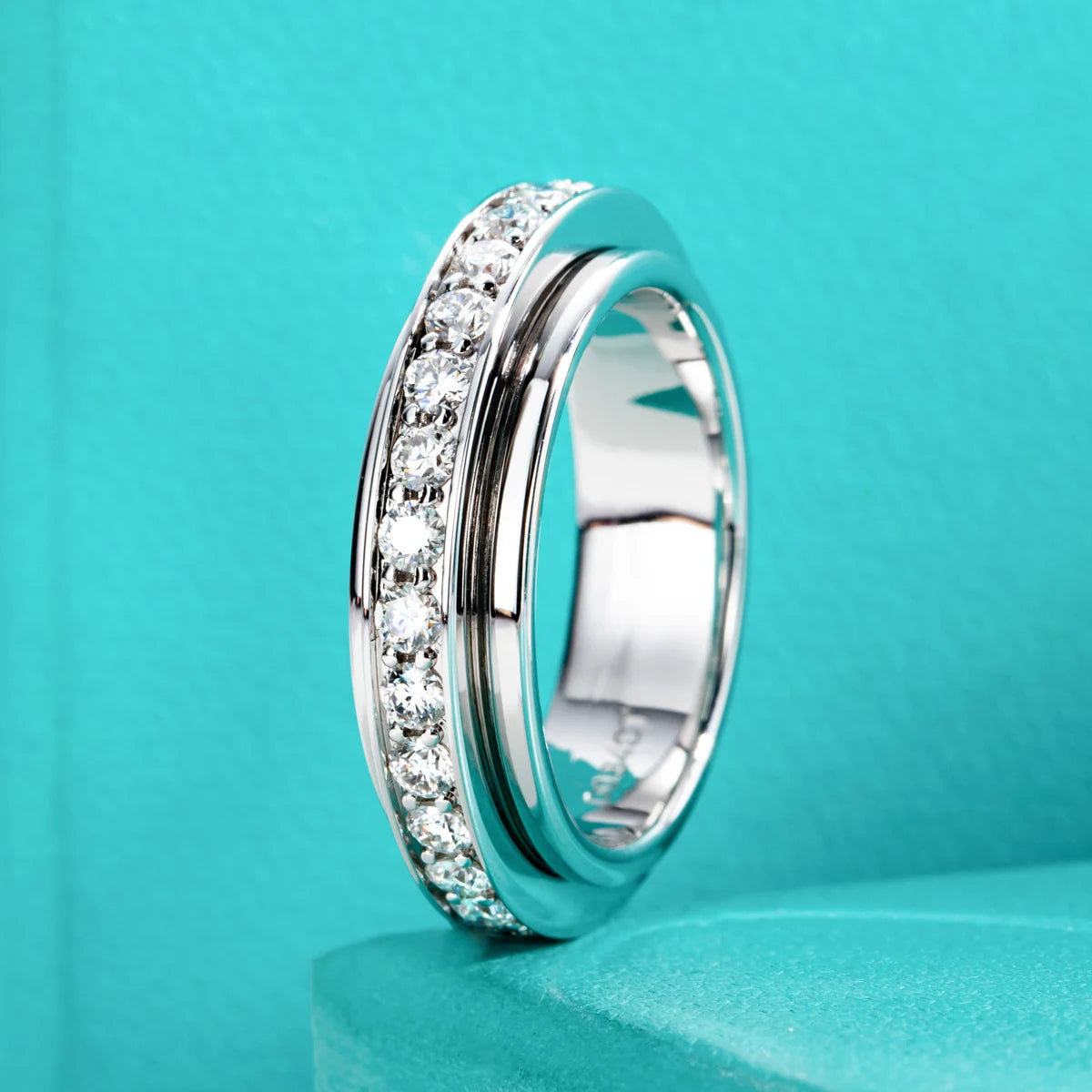 AnuJewel Moissanite Spinner Eternity Band Rings 14k Gold Plated Fidget Spinners Wedding Band Ring Unzip Jewelry Gifts Wholesale