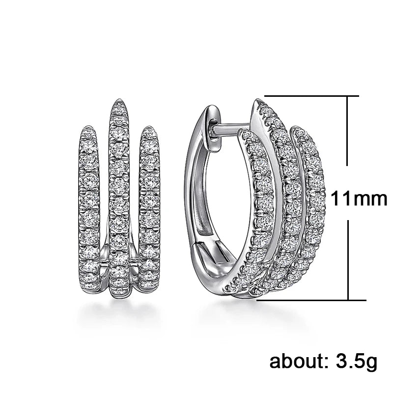 Huitan Simple Stylish Lines Hoop Earrings for Girl Small Circle Exquisite Cubic Zirconia Silver Color Earrings Statement Jewelry