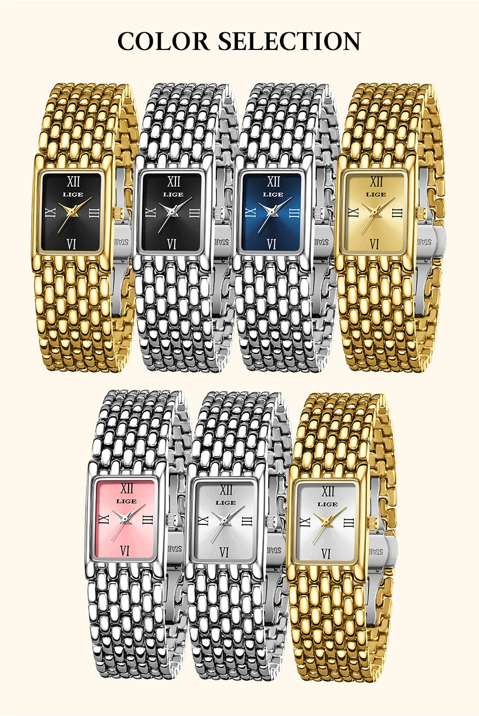 New LIGE Quartz Women Watches For Couples Stainless Steel Business Men's Clock Casual Minimalist Women Gift Watch Pareja Regalo