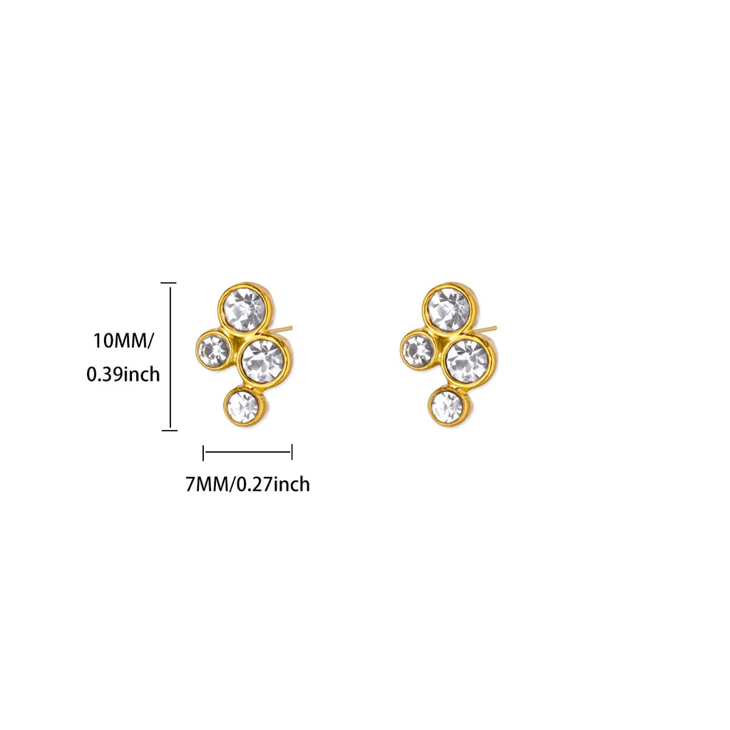 Cute Small Zircon Stud Earrings For Women Girls Gold Color Stainless Steel Earrings Wedding Jewelry Gifts aretes aros mujer