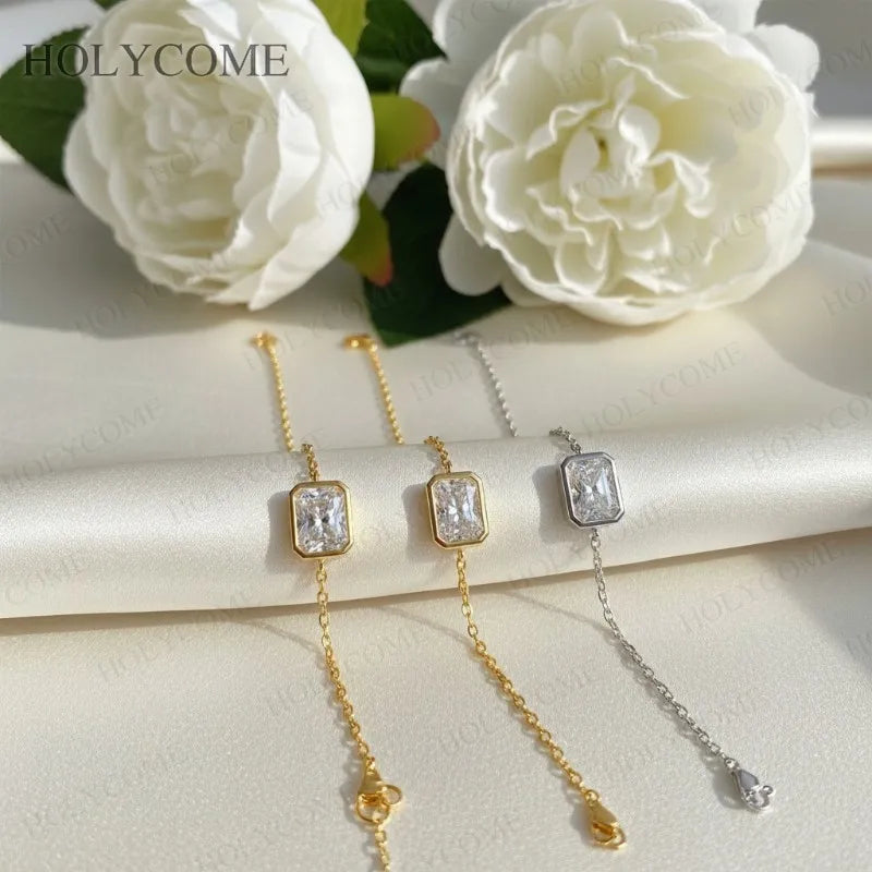 Dainty Custom Bracelet Moissanite Multishapes 1CT-2CT D Color Minimalist Jewelry for Daily Wear Christmas Special Occasions