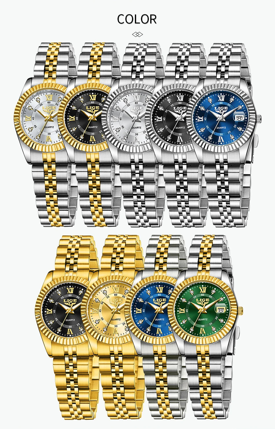 LIGE New Original Brand Luxury Women Watches Fashion Waterproof Ladies Steel Band Quartz Watch Relogio Feminino Girls Clock Gift