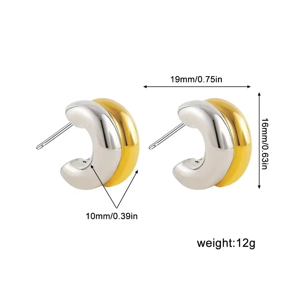 Stainless Steel Mix Color PVD Round Tube O-Shaped Hoop Earrings for Women Vintage Zircon Huggie Ear Ring Waterproof Jewelry Gift