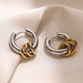 Stainless Steel Three Ring Huggie Earrings for Women Gold Plated Metal Geometric Round Circle Hoop Earrings Minimalist Jewelry