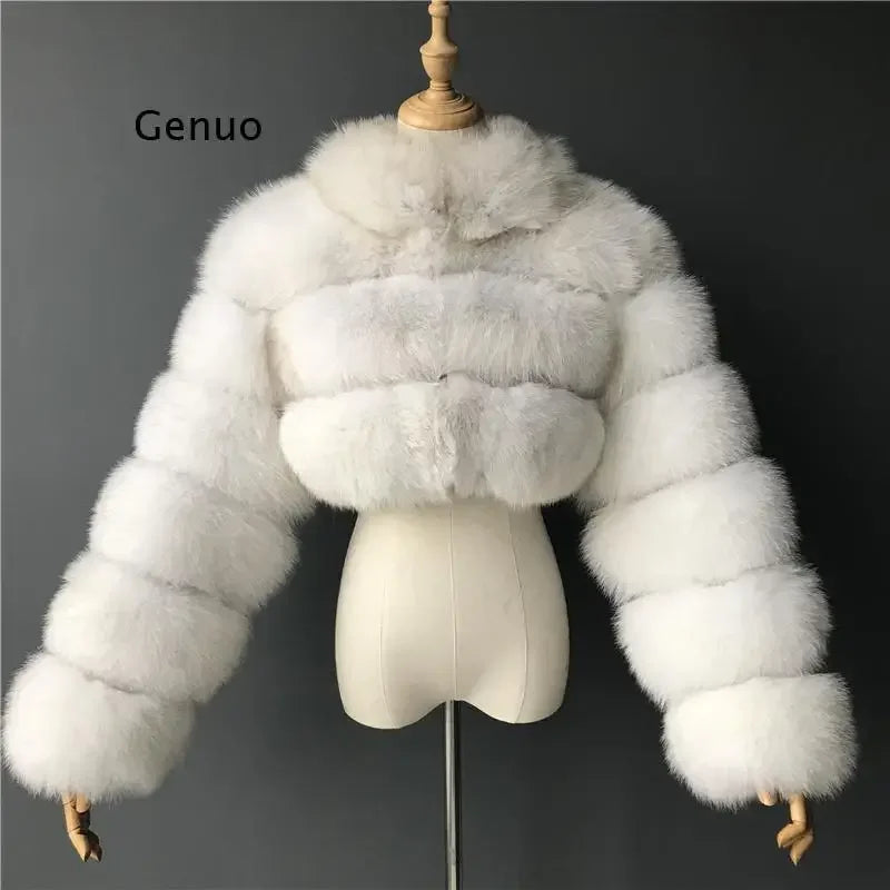 Luxury Mink Coats Women Winter Top Fashion Pink FAUX Fur Coat Elegant Thick Warm Outerwear Fake Fur Woman Jacket