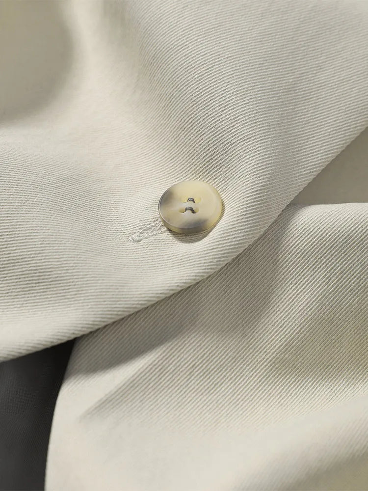 Women Coat Lapel Collar Ruched Jacket Beige Drawstring Top Button Front Lightweight Crop Outerwear Spring Outfit Woman Clothes