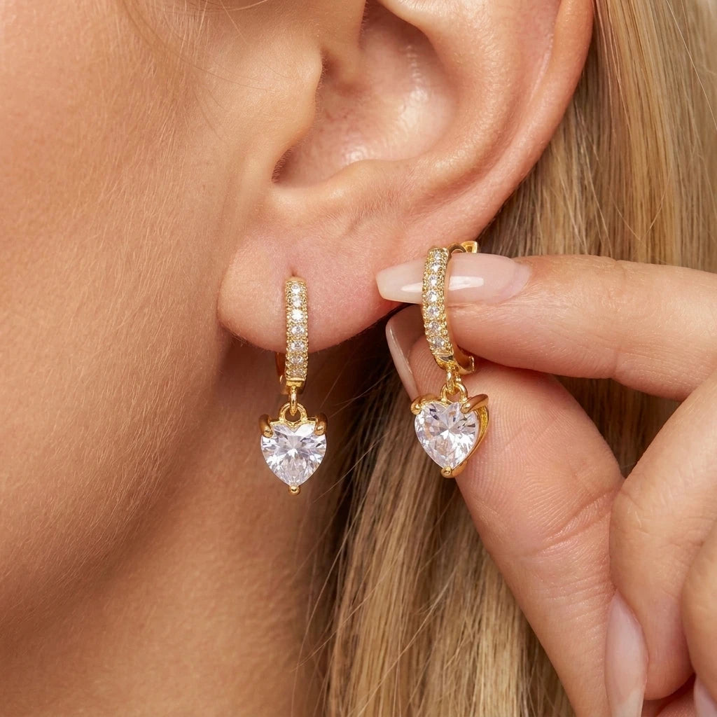 Dainty Minimalist Round Cubic Zirconia Drop Earrings For Women Gold Color Exquisite Huggie Hoop Earring Party Wedding Jewelry