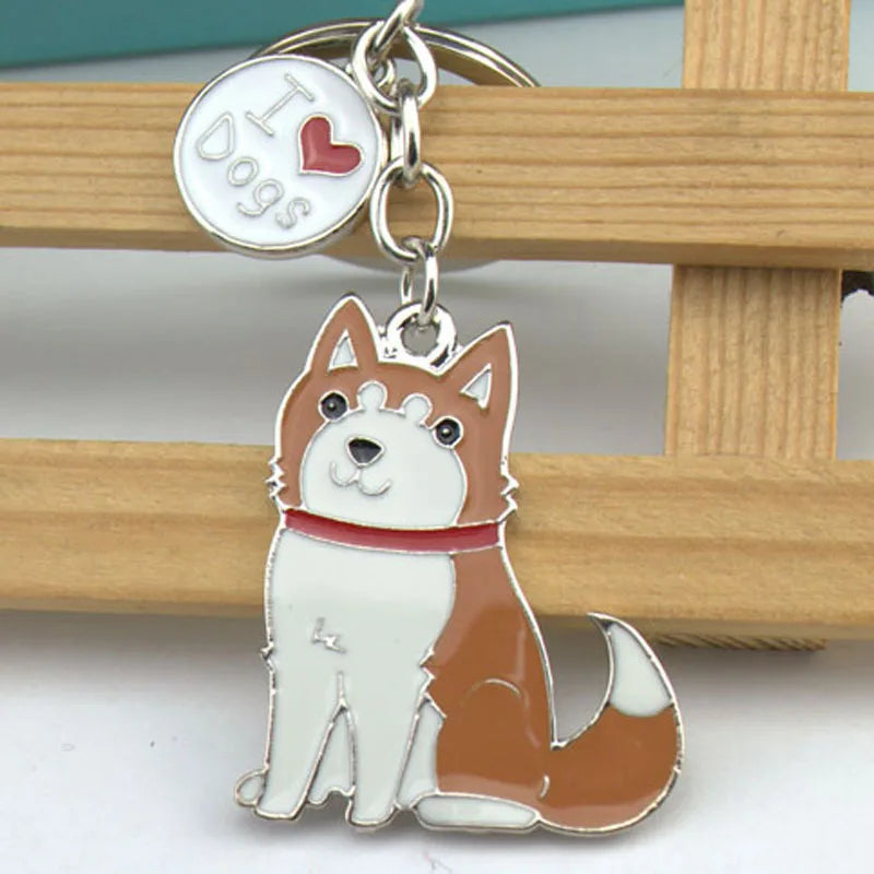 Cute Animal Keychains Lovely Husky Teddy Golden Retriever Dog Keyring Car Decor Hanging Pendant  for Pet Dog Lovers Gifts