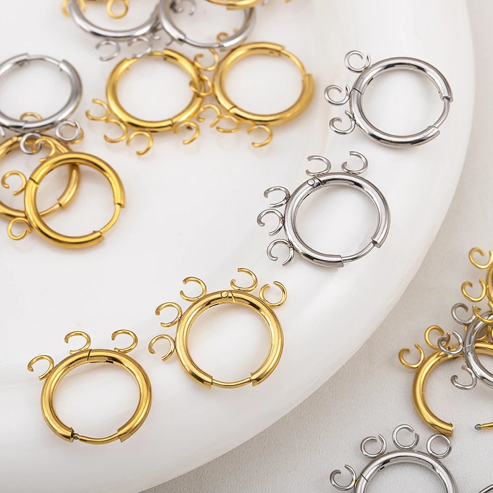 2pcs 6pcs Stainless Steel Huggie Earring Hooks with Loop Round Ear Post with Open Jump Ring for DIYgold Jewelry Making Supplies