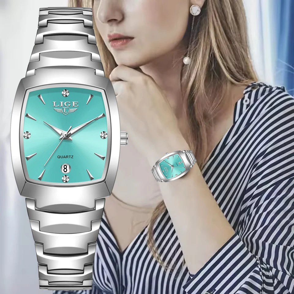 LIGE New Ladies Waterproof Watch Luxury Stainless Steel Women Watches Creative Fashion Original Elegant Quartz Wristwatch Gift