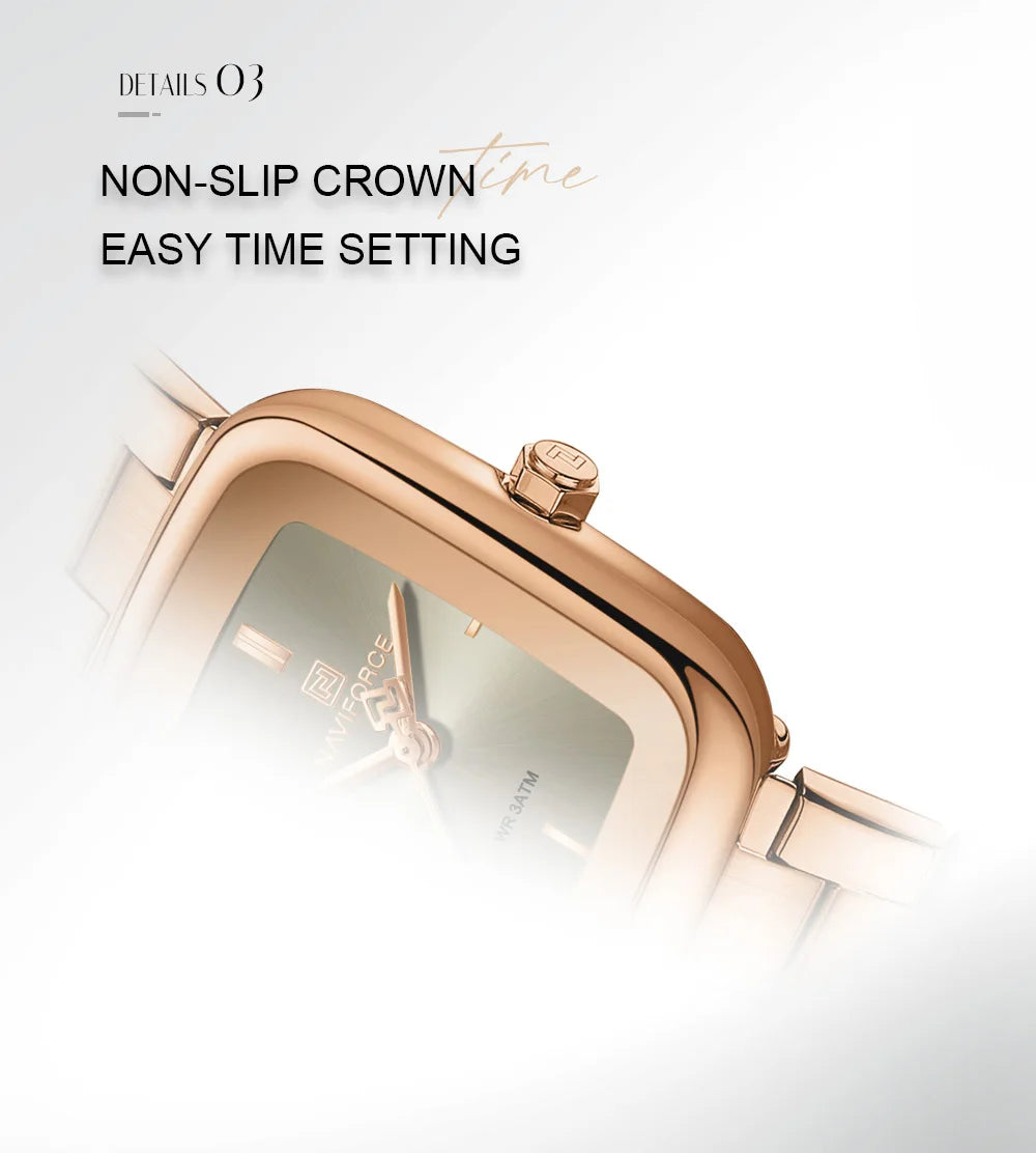 New NAVIFORCE Women's Vintage Fashion Watch 30m Waterproof Resistant Stainless Steel Band Casual Ladies Timepiece Wristwatch