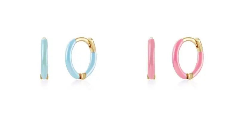 Multicolour Enamel Hoop Earrings for Women 925 Silver Needle Candy Color Huggie Earrings Trendy Party Girls Jewelry Gift