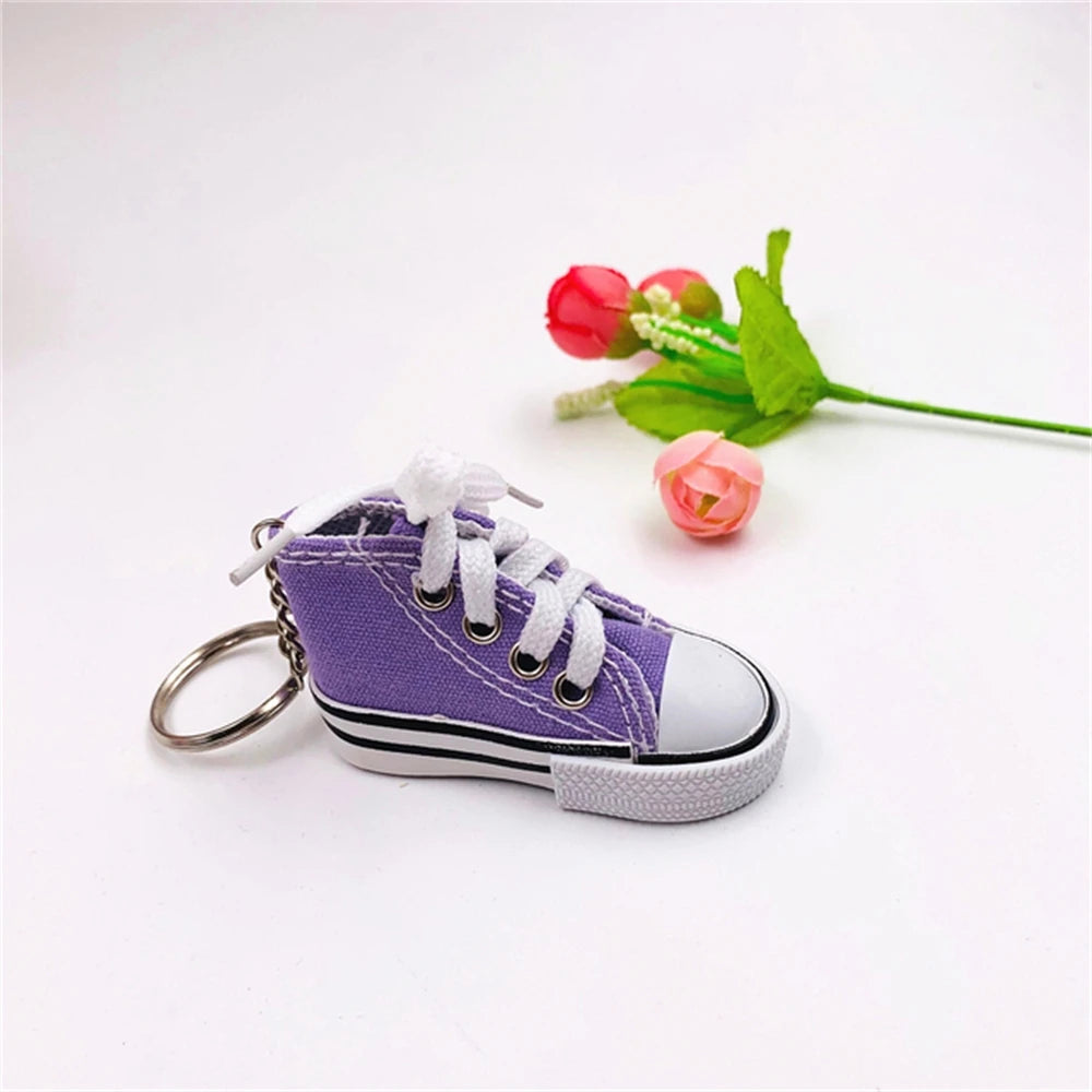 Mini High-top Canvas Shoes Keychains Women Creative Bag Hanging Sneaker Key Ring Car Key Holder Students Fun Gifts Accessories