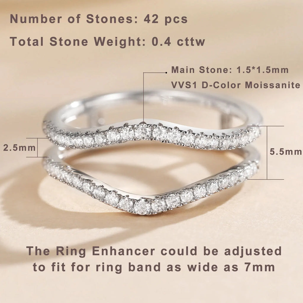 Newshe Full Moissanite 925 Sterling Silver Enhancers Wedding Band for Women Engagement Ring Size 5-12
